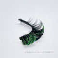 Green Glittler Russian Lashes tiras colorem cílios russos